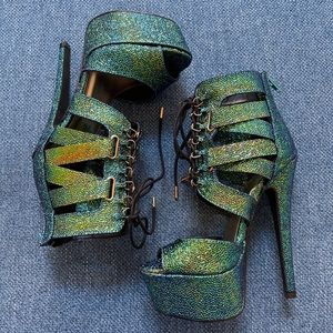 Green Lace Up Heels